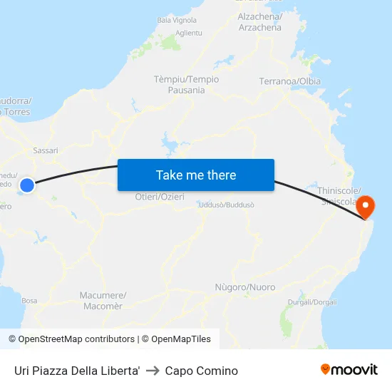 Uri Liberty Square to Capo Comino map