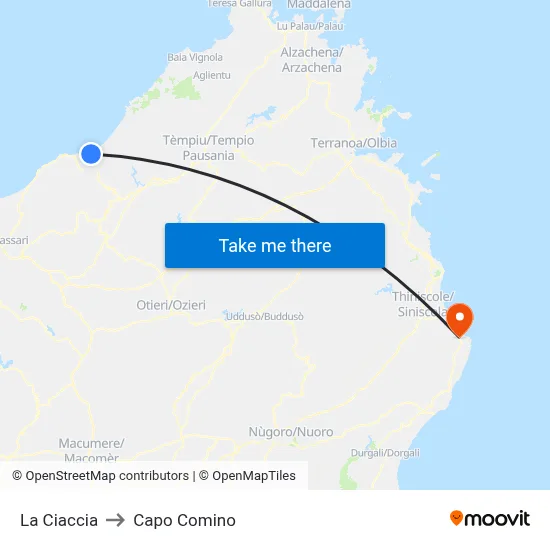 La Ciaccia to Capo Comino map