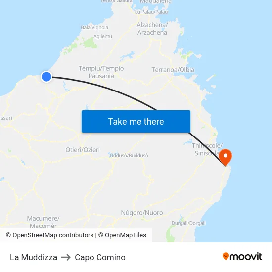 La Muddizza to Capo Comino map
