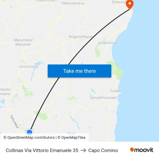 Collinas Vittorio Emanuele Street 35 to Capo Comino map