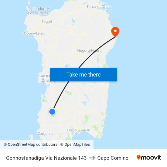 143 National Street, Gonnosfanadiga to Capo Comino map