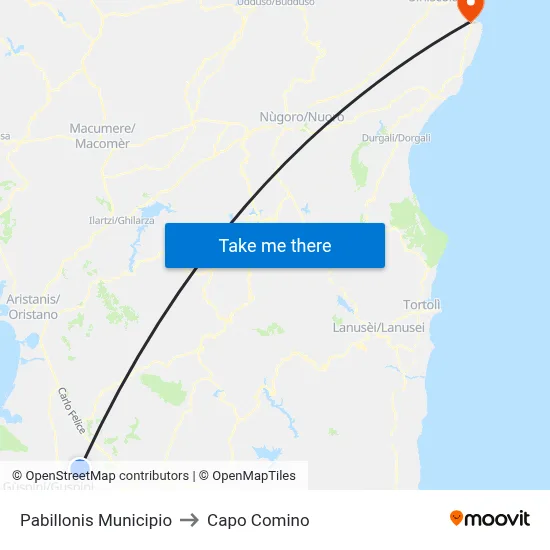 Pabillonis Town Hall to Capo Comino map