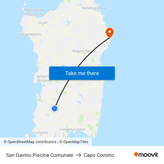 San Gavino Municipal Pool to Capo Comino map