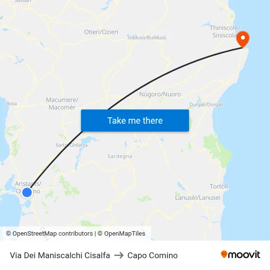 Blacksmiths Street Cisalfa to Capo Comino map