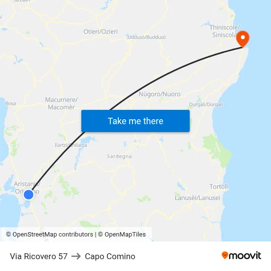 57 Ricovero Street to Capo Comino map