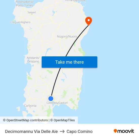 Decimomannu Aie Street to Capo Comino map