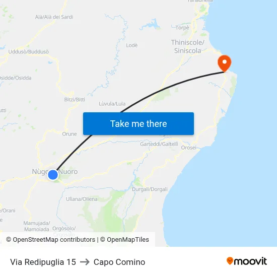 Via Redipuglia 15 to Capo Comino map