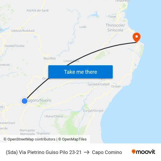 (Road) Pietrino Guiso Pilo Street 23-21 to Capo Comino map
