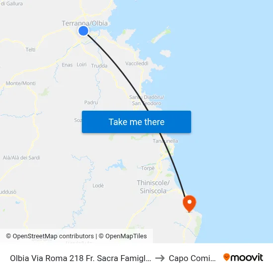 Olbia Roma Street 218 Near Sacred Family to Capo Comino map