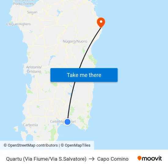 Quartu (Via Fiume/Via S.Salvatore) to Capo Comino map