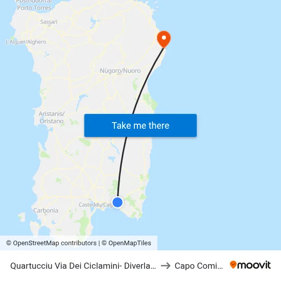Quartucciu Cyclamen Street-Diverland to Capo Comino map