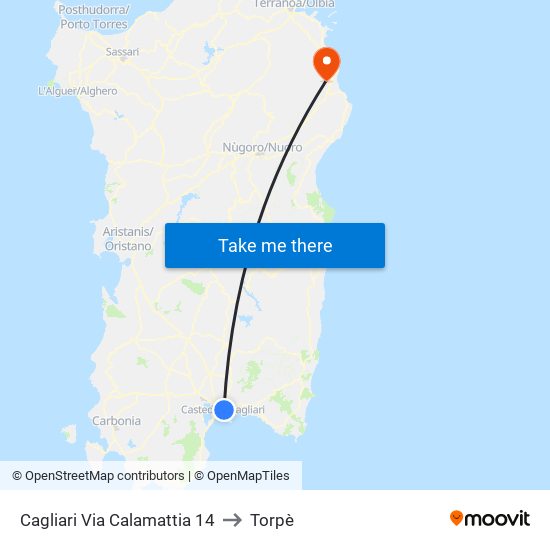 Cagliari Via Calamattia 14 to Torpè map