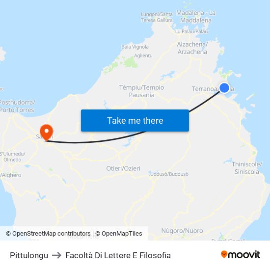 Pittulongu to Facoltà Di Lettere E Filosofia map