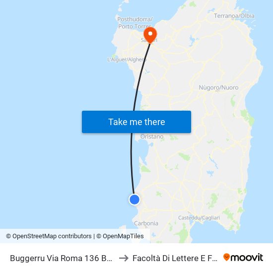 Buggerru Via Roma 136 Bar Aquila to Facoltà Di Lettere E Filosofia map