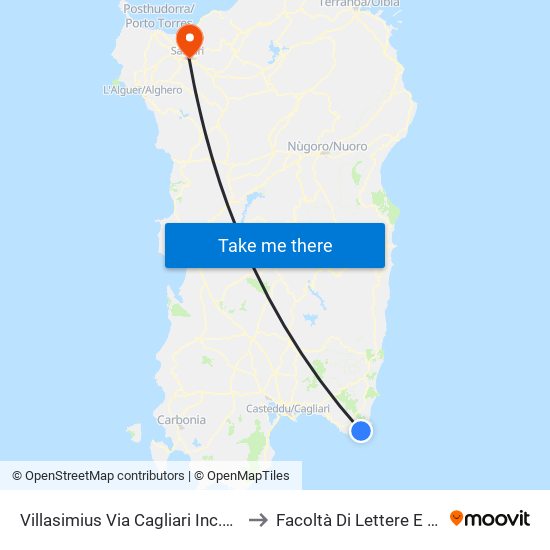 Villasimius Via Cagliari Inc.Cambedda to Facoltà Di Lettere E Filosofia map