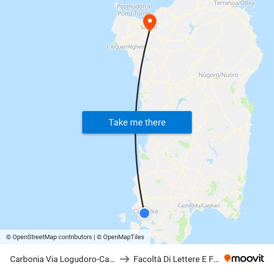 Carbonia Via Logudoro-Case Eural. to Facoltà Di Lettere E Filosofia map