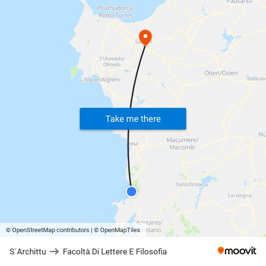 S`Archittu to Facoltà Di Lettere E Filosofia map