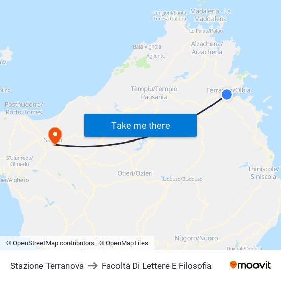 Stazione Terranova to Facoltà Di Lettere E Filosofia map