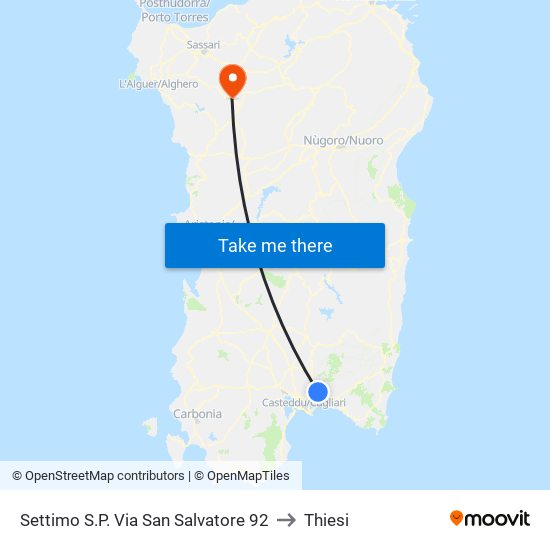 Settimo S.P. Via San Salvatore 92 to Thiesi map