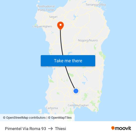 Pimentel Via Roma  93 to Thiesi map