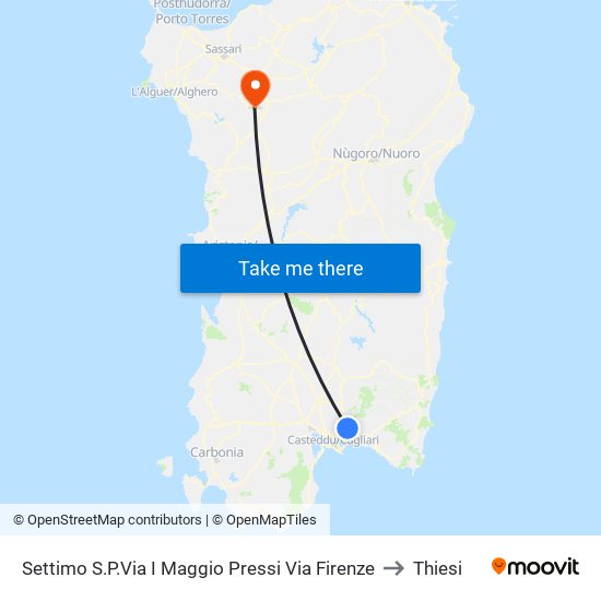 Settimo S.P.Via I Maggio Pressi Via Firenze to Thiesi map