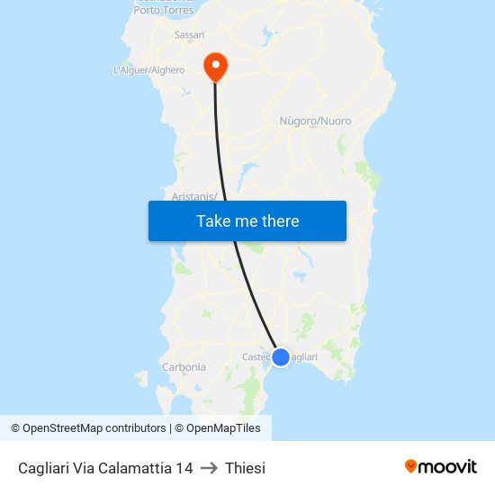 Cagliari Via Calamattia 14 to Thiesi map