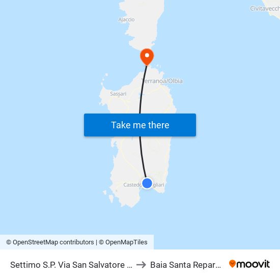 Settimo S.P. Via San Salvatore 92 to Baia Santa Reparata map