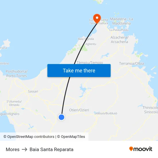 Mores to Santa Reparata Bay map