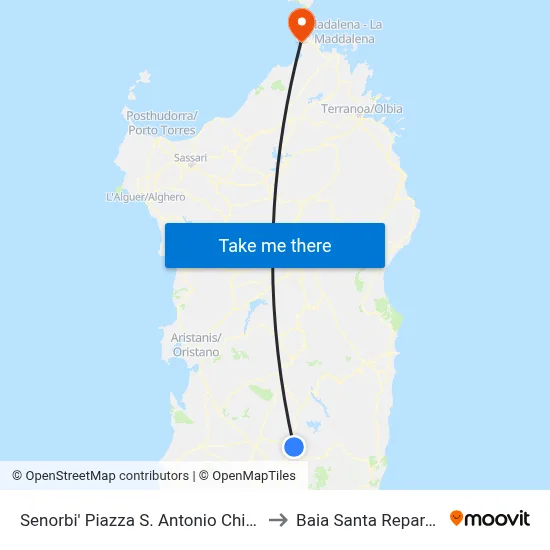Senorbi Piazza S. Antonio Church to Santa Reparata Bay map