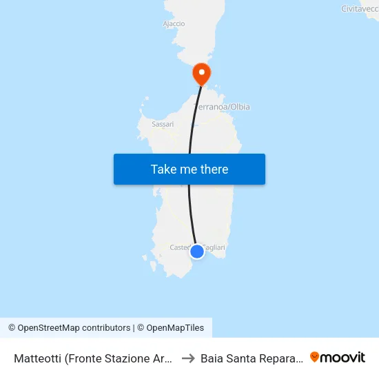 Matteotti (Fronte Stazione Arst) to Baia Santa Reparata map