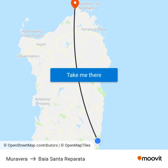 Muravera to Santa Reparata Bay map
