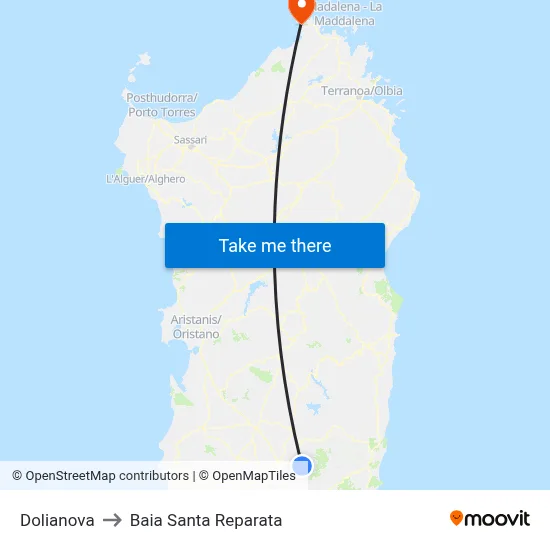 Dolianova to Santa Reparata Bay map