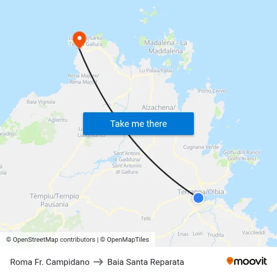 Roma Opposite Campidano to Santa Reparata Bay map