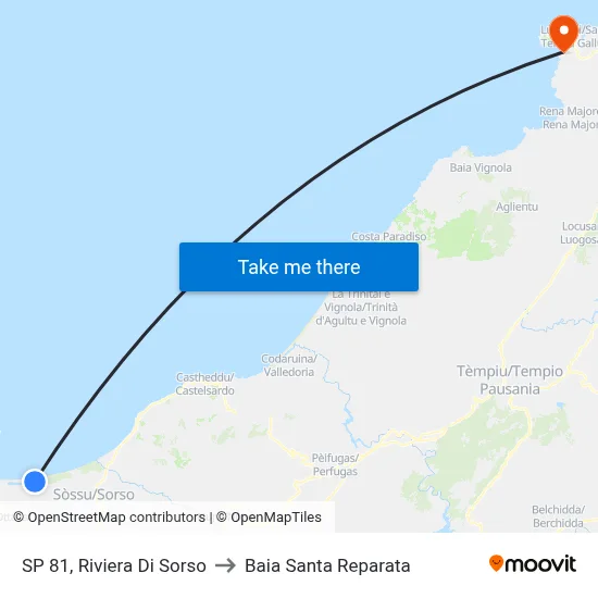 SP 81, Sorso Riviera to Santa Reparata Bay map
