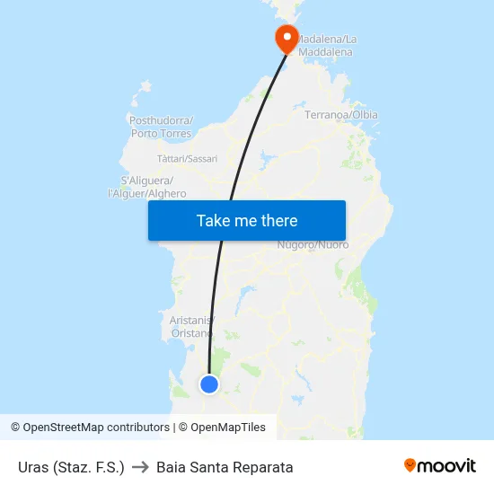 Uras (Railway Station) to Santa Reparata Bay map