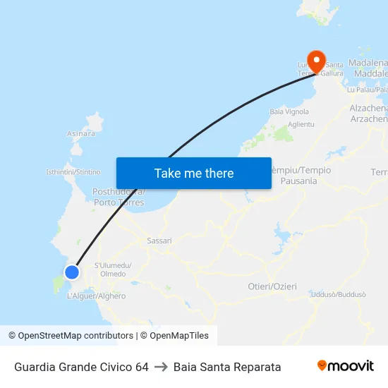 Guardia Grande No 64 to Santa Reparata Bay map