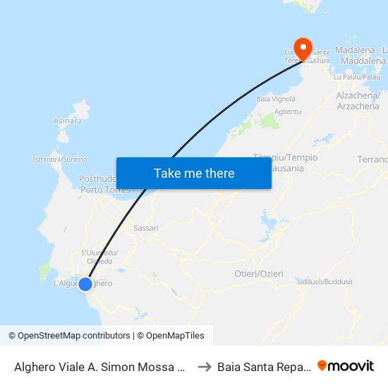 Alghero Viale A. Simon Mossa Podere to Baia Santa Reparata map