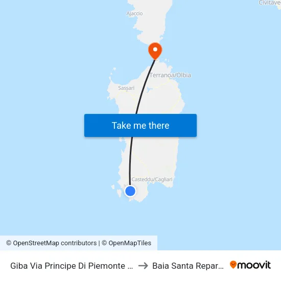 Giba Via Principe Di Piemonte 219 to Baia Santa Reparata map