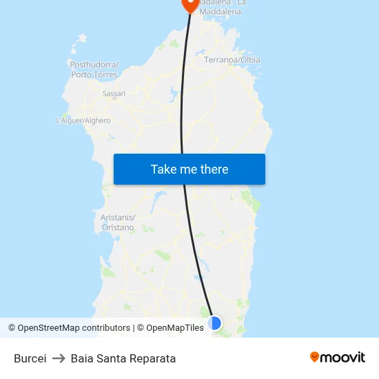 Burcei to Santa Reparata Bay map