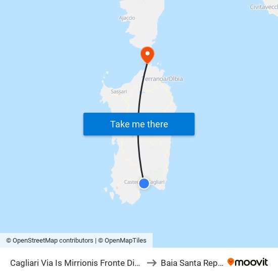 Cagliari Via Is Mirrionis Fronte Distributore to Baia Santa Reparata map