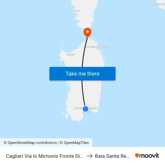 Cagliari Via Is Mirrionis Fronte Distributore to Baia Santa Reparata map
