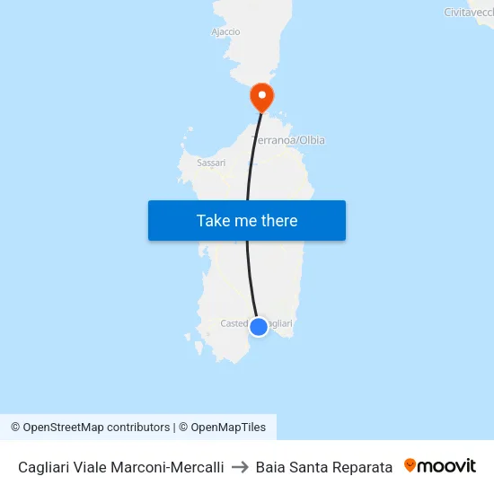 Cagliari Viale Marconi-Mercalli to Baia Santa Reparata map