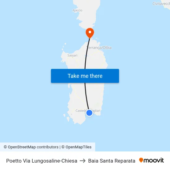 Poetto Lungosaline Street-Church to Santa Reparata Bay map