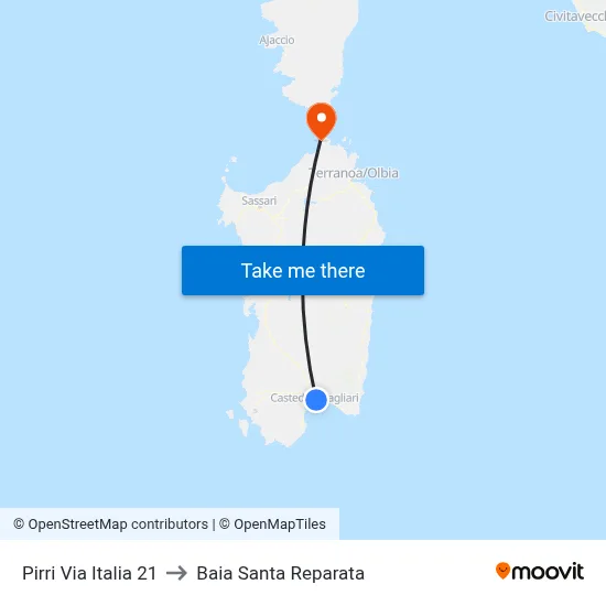 Pirri Italy Street 21 to Santa Reparata Bay map