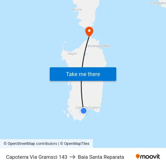 Capoterra Via Gramsci 143 to Baia Santa Reparata map