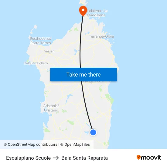 Escalaplano Schools to Santa Reparata Bay map