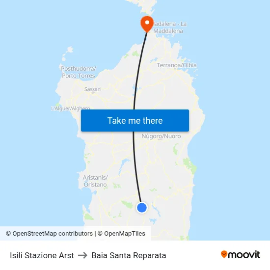 Isili Arst Station to Santa Reparata Bay map