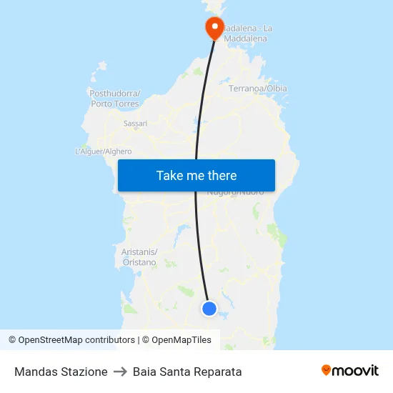 Mandas Station to Santa Reparata Bay map