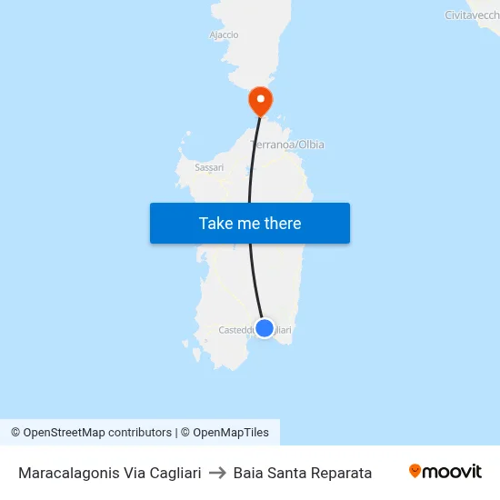 Maracalagonis Via Cagliari to Santa Reparata Bay map