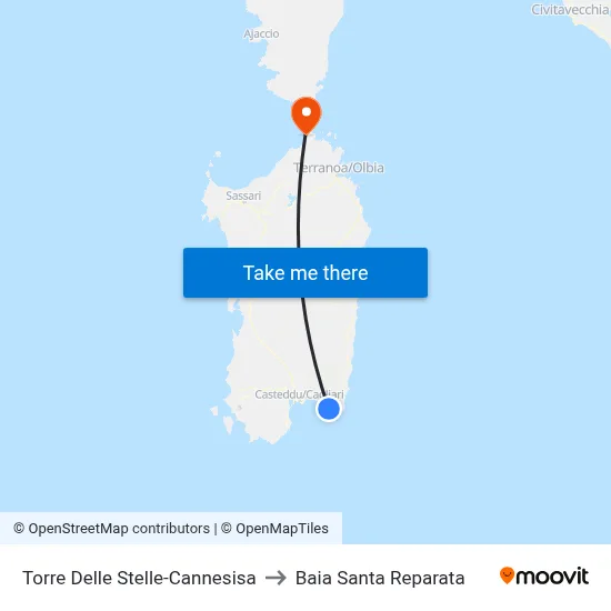 Torre Delle Stelle-Cannesisa to Santa Reparata Bay map